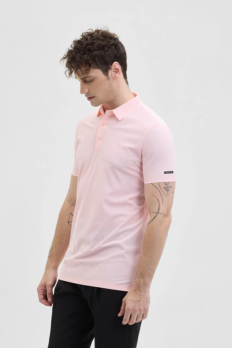 SNITCH Light Pink Technical Stitchless Polo T-Shirt